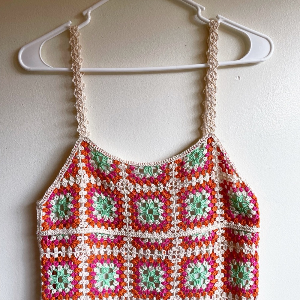Zara Foral Crochet Mini Dress Boho Cottagecore 60s inspired Retro Bohemian - Picture 8 of 10